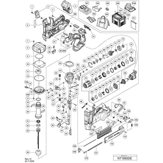 Main Assembly for Hikoki NT1850DE Cordless Nailer