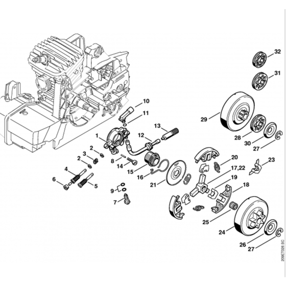 Oil pump & Clutch Assembly for Stihl MS290 MS310 MS390 Chainsaws