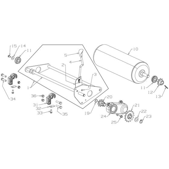 Roller Assembly for Morrison Oxford 54RS (2015 Dec 457953) Power Drive Mower