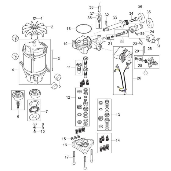 Motor Pump Assembly for Nilfisk P 150.2-10 X-TRA Pressure Washer