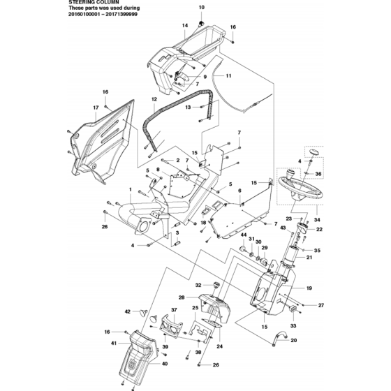 Steering Column Assembly-2 for Husqvarna P520D Riders