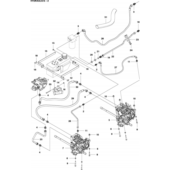 Hydraulics Assembly-2 for Husqvarna P520D Riders