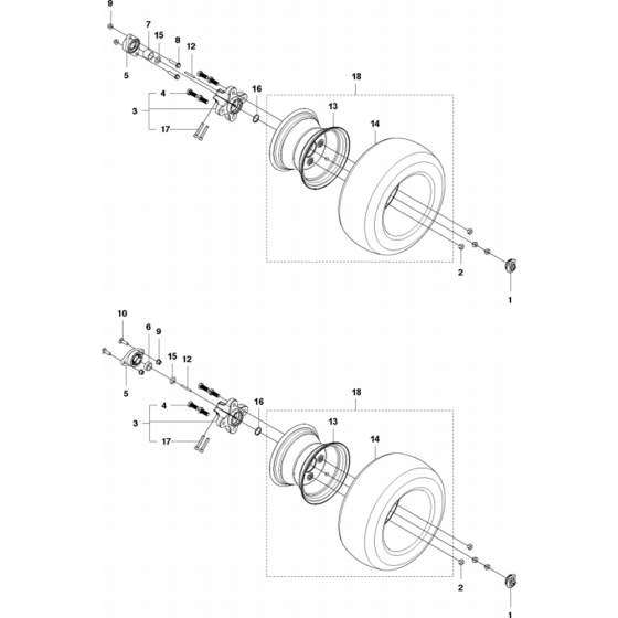 Wheels and Tires Assembly for Husqvarna P524 Riders