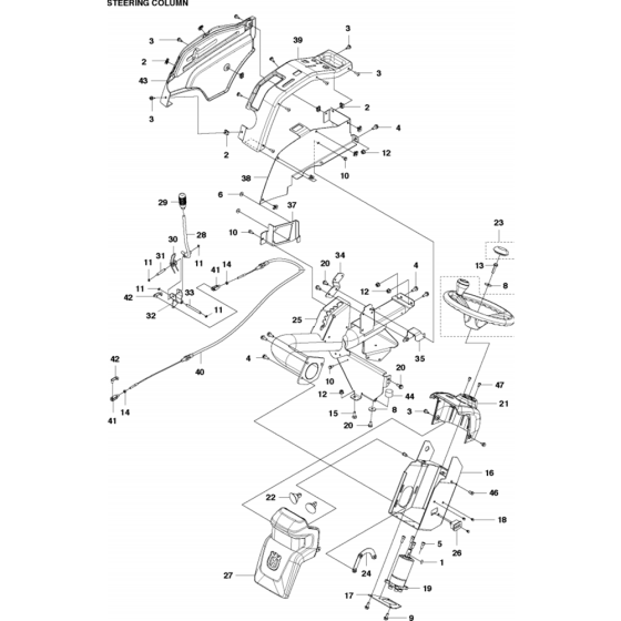 Steering Column Assembly for Husqvarna P 524EFI Riders