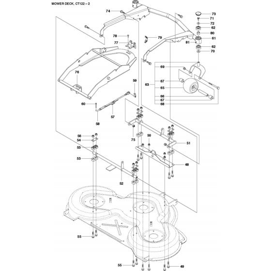 48"/122cm Cutting Deck Assembly-2 for Husqvarna P 524EFI Riders