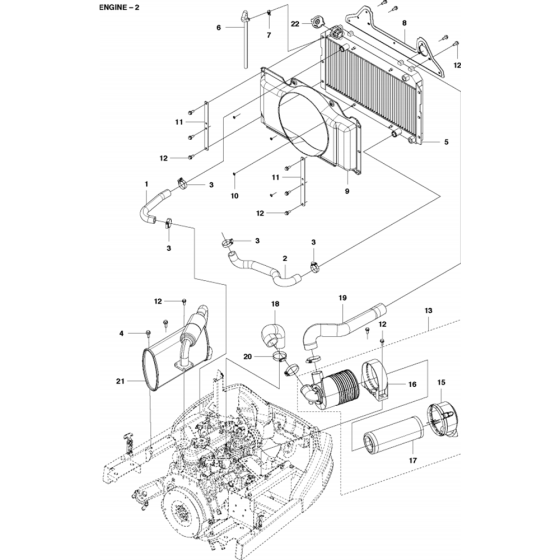 Engine Assembly-1 for Husqvarna P525D Riders