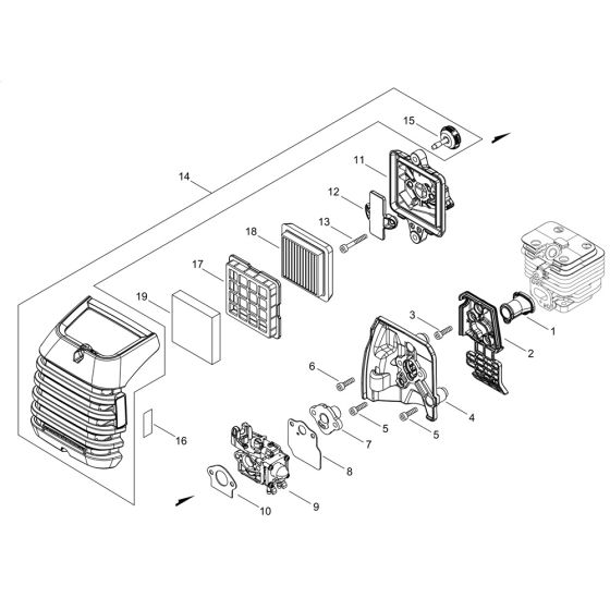 Air Cleaner, Carburettor for ECHO PAS-2620ES Multi-Tool Power Unit