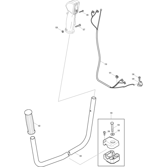 Handle Assembly for Makita DBC3300 Brushcutters