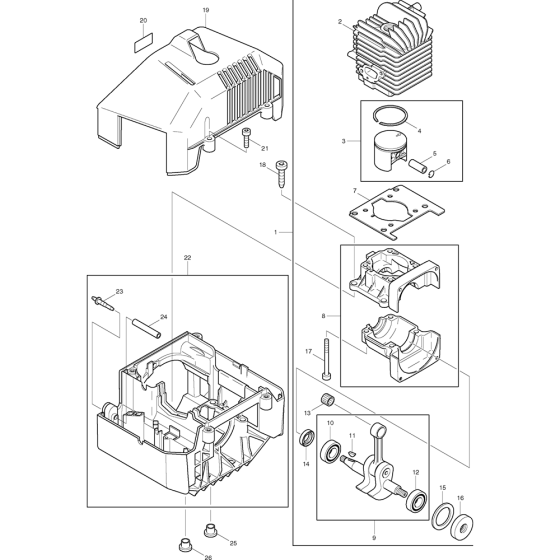 Cylinder Assembly for Makita DBC4000 Brushcutters