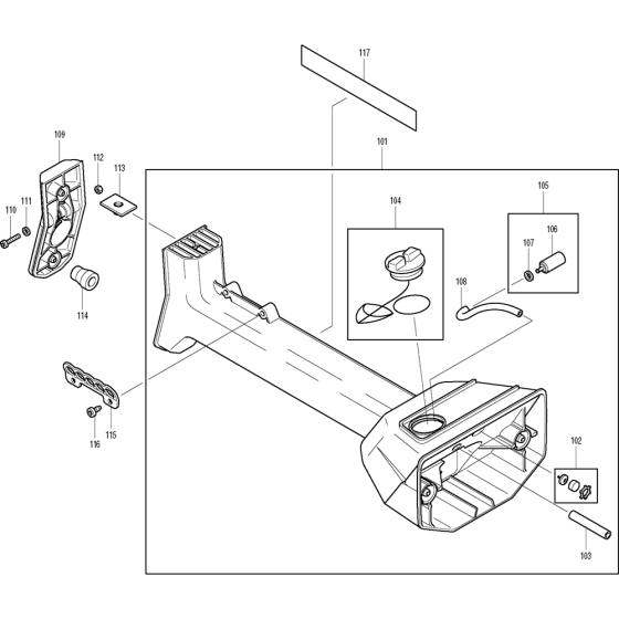 Tank Assembly for Makita DBC4500 Brushcutters