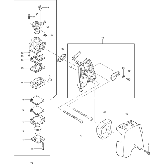 Carburetor Assembly for Makita RBC221 Brushcutters