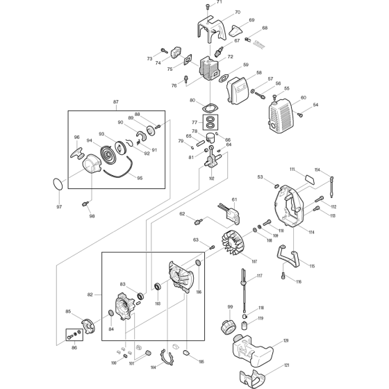 Cylinder Crankcase Clutch Recoil Assembly for Makita RBC310 Brushcutters