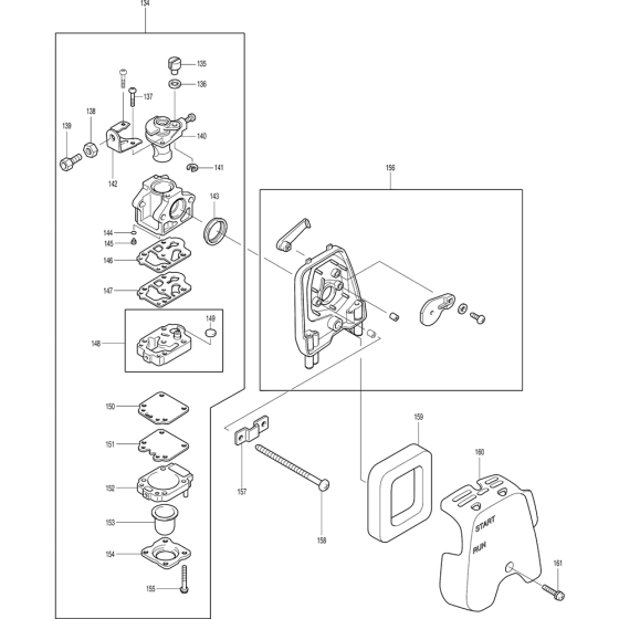 Carburetor Assembly for Makita RBC3101 Brushcutters