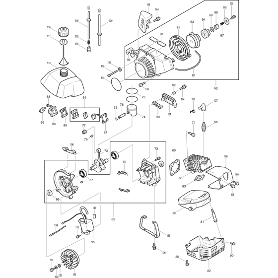 Cylinder Crankcase Clutch Recoil Assembly for Makita RBC420E Brushcutters