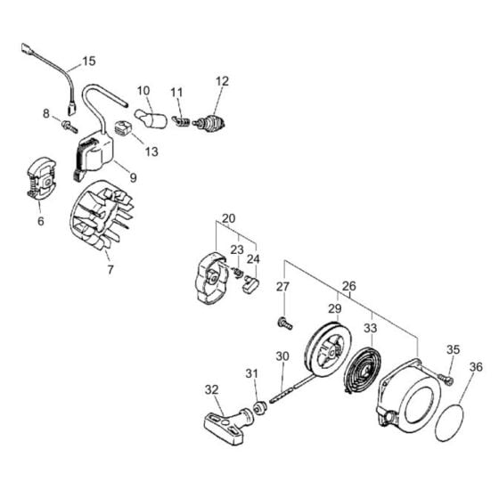 Starter, Magneto, Clutch for ECHO PAS-2400 Multi-Tool Power Unit