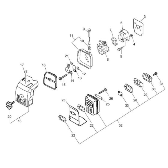 Air Cleaner, Muffler for ECHO PAS-2400 Multi-Tool Power Unit