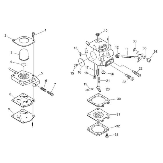 Carburettor for ECHO PAS-2400 Multi-Tool Power Unit