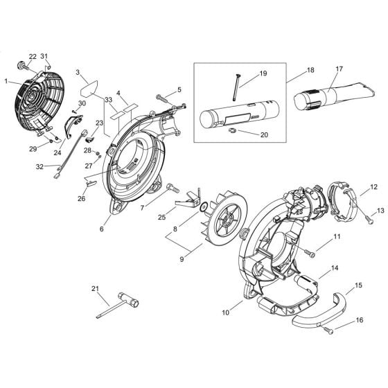 Fan Case, Blower Pipe for ECHO PB-255ES Handheld Blower