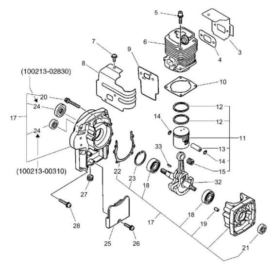 Cylinder, Piston, Crankcase for ECHO PB-6000 Backpack Blower