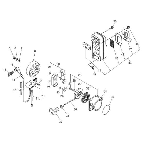 Starter, Magneto, Muffler for ECHO PB-6000 Backpack Blower