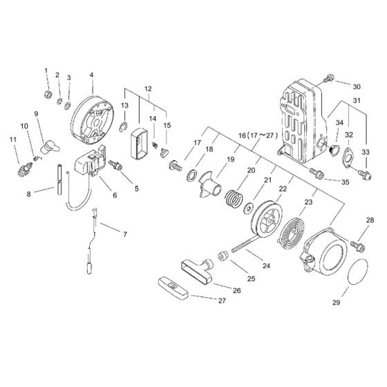 Starter, Magneto, Muffler (SR/NR 36002362 and After) for ECHO PB-755 Backpack Blower