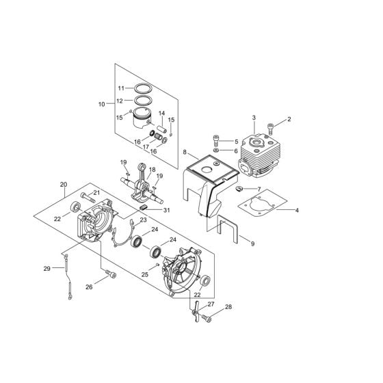 Cylinder, Crankcase, Piston for ECHO PB-760LN Backpack Blower