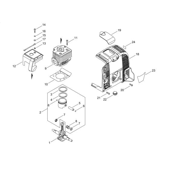 Cylinder, Piston, Crankshaft for ECHO PB-770 Backpack Blower