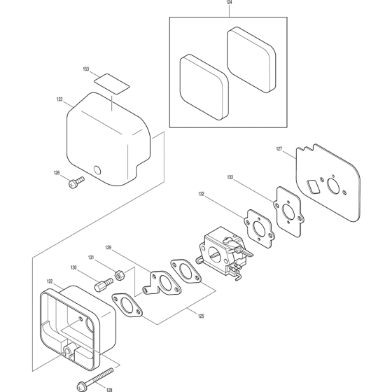 Air Filter Assembly for Makita PB500R Leaf Blower