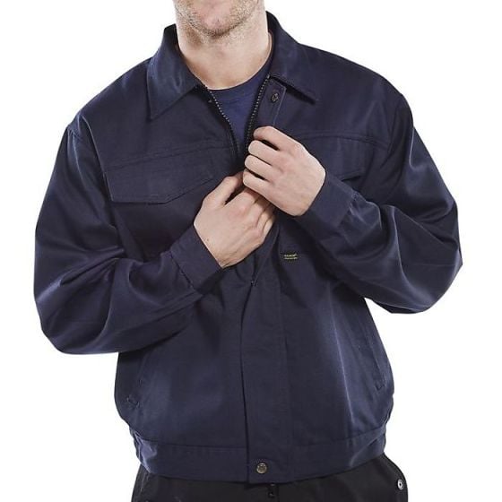 H/weight Drivers Jacket Poly/Cotton c/w Elastic Side Waistband Navy Blue 38