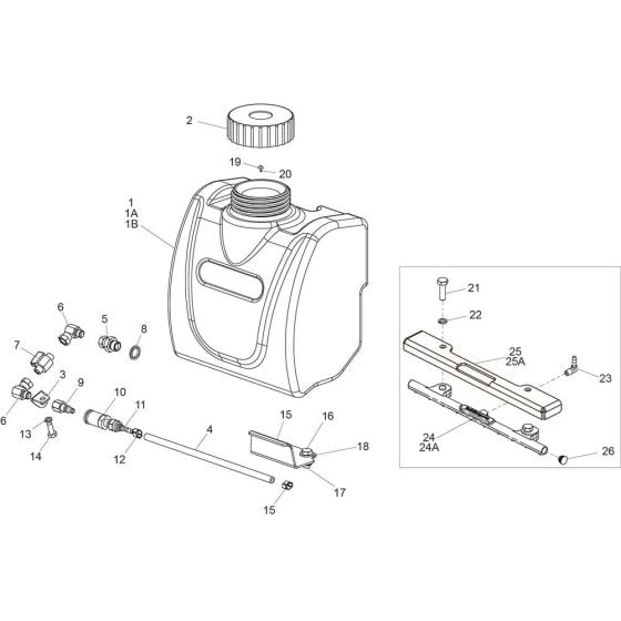 Water Bottle Assembly for Belle PCLX 32, 32S & 40 Forward Plate Compactor