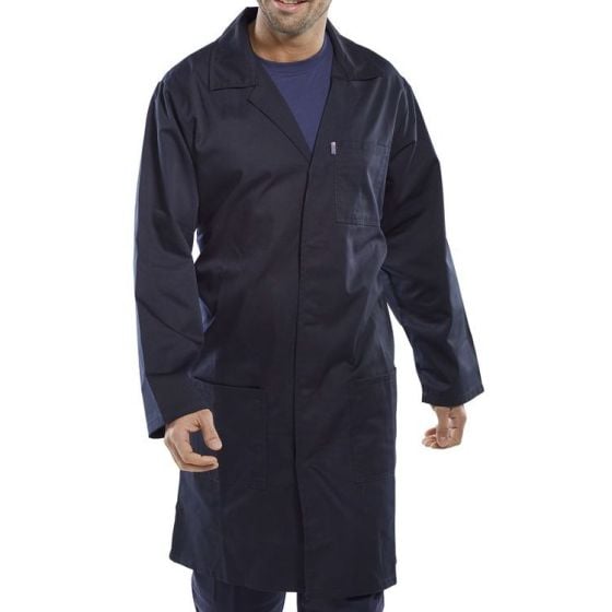 Warehouse Coat Poly/Cotton Fabric Stud Fastening/Rear Vents Navy Blue 48