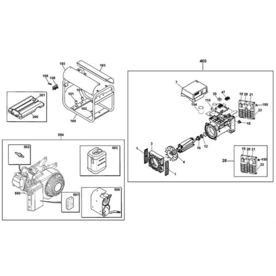 Main Assembly for DeWalt PE652THI00W Generator