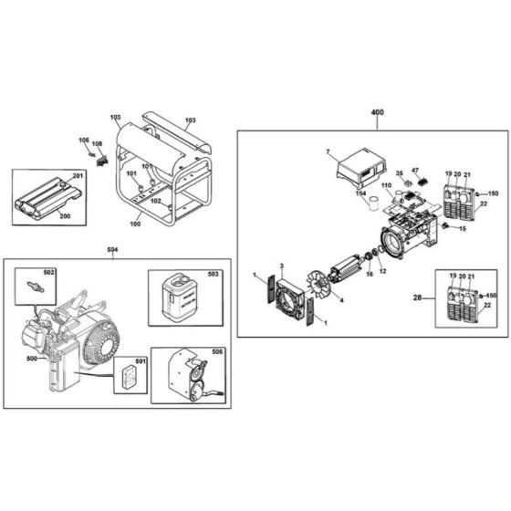 Main Assembly for DeWalt PE652THI014 Generator