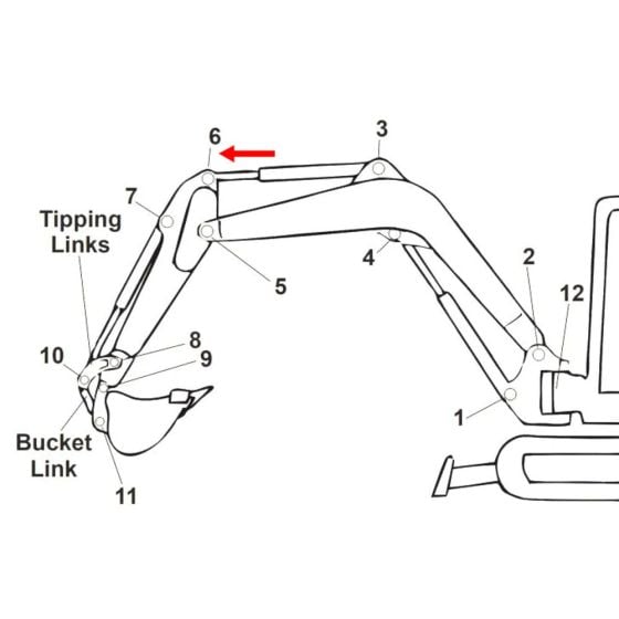 Pin Position 6 and 7 for Kubota KX015-4, KX016-4 Mini Excavators / Diggers