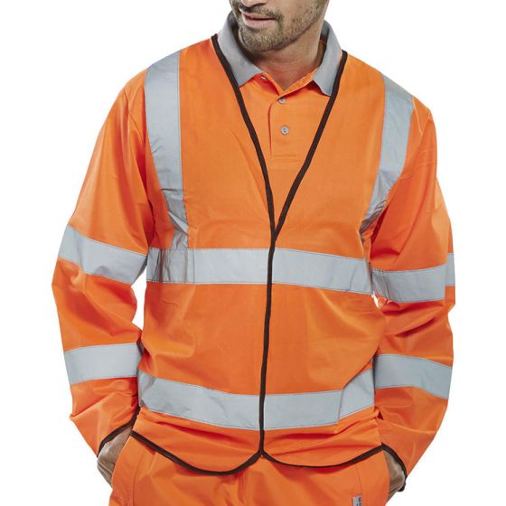 Long Sleeve Jerkin Hi-Vis Reflective Material Velcro Fastening ISO20471 4XL