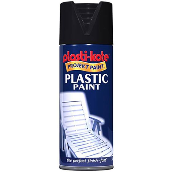 Plastic Paint Spray Black Gloss 400ml by Plasti-kote - 440.0010606.076