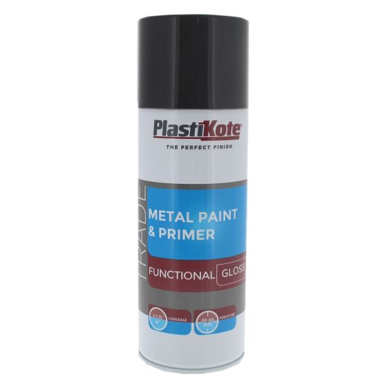 Trade Metal Spray Paint & Primer Gloss Black 400ml