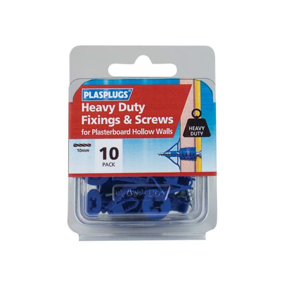 HWHS010 Heavy-Duty Plasterboard Fixings & Screws Pack of 10