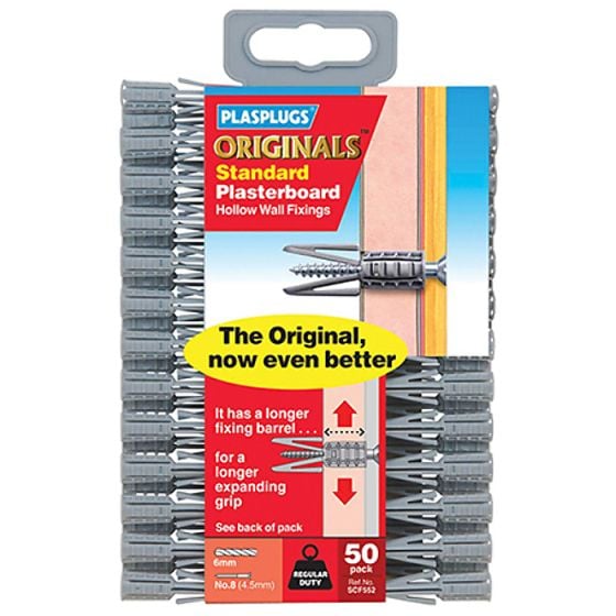 SCF 552 Originals Plasterboard Fixings Pack of 50 by Plasplugs - SCF552