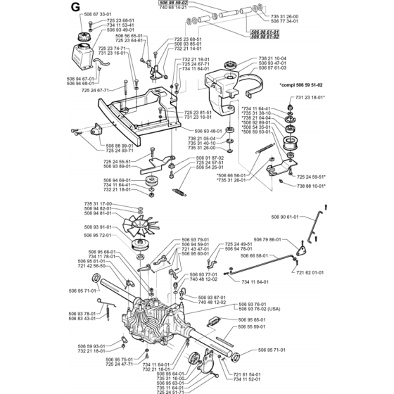 Transmission Assembly for Husqvarna PR14 Riders