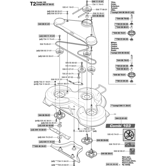 103cm Cutting Deck Assembly-2 for Husqvarna PR15 Riders