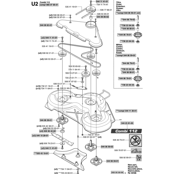 44"/112cm Cutting Deck Assembly-2 for Husqvarna PR15 Riders