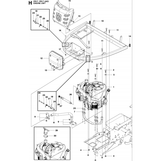 Engine Assembly for Husqvarna PR17 Riders