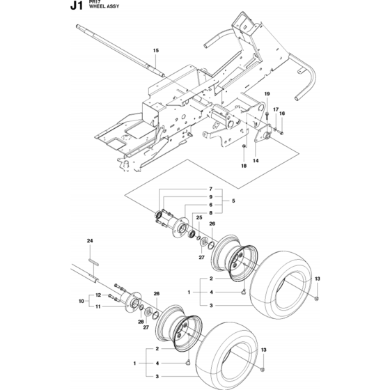 Wheels and Tires Assembly for Husqvarna PR17 Riders