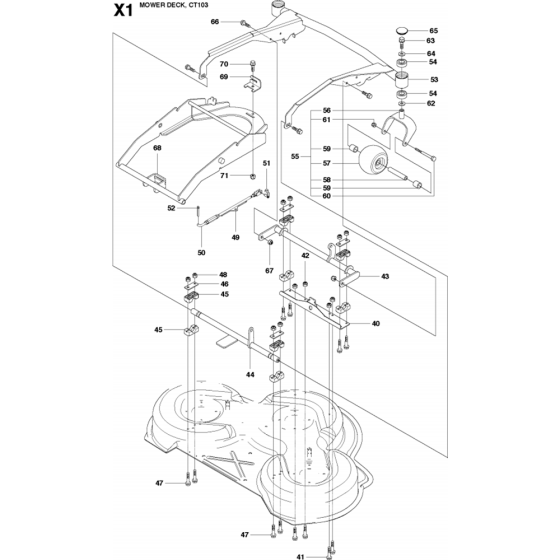 103cm Cutting Deck Assembly-2 for Husqvarna PR17 Riders