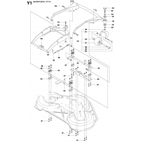 44"/112cm Cutting Deck Assembly-2 for Husqvarna PR17 Riders