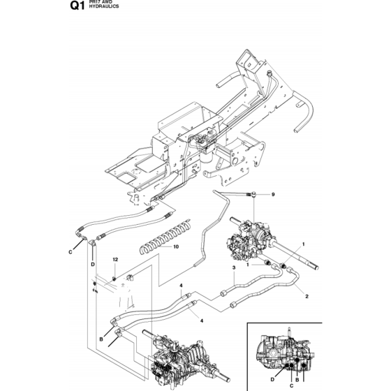 Hydraulics Assembly-1 for Husqvarna PR17 AWD Riders