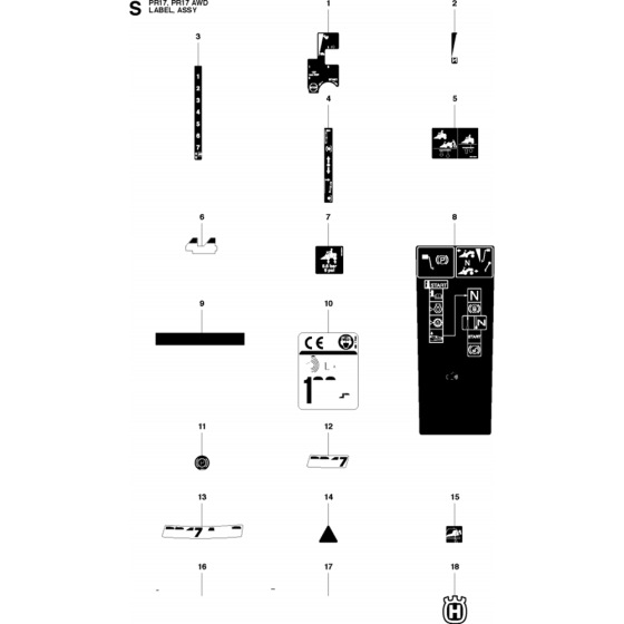 Label Assembly for Husqvarna PR17 AWD Riders