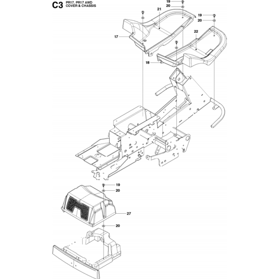 Cover Assembly-3 for Husqvarna PR17 AWD Riders