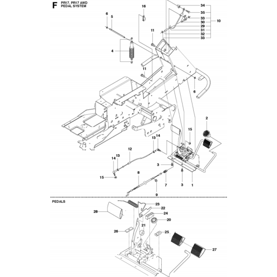 Pedals Assembly for Husqvarna PR17 AWD Riders